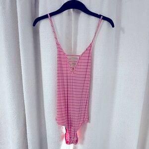 4 for $10!!! NWOT M ROOM SERVICE Striped Ribbed Pink Bodysuit